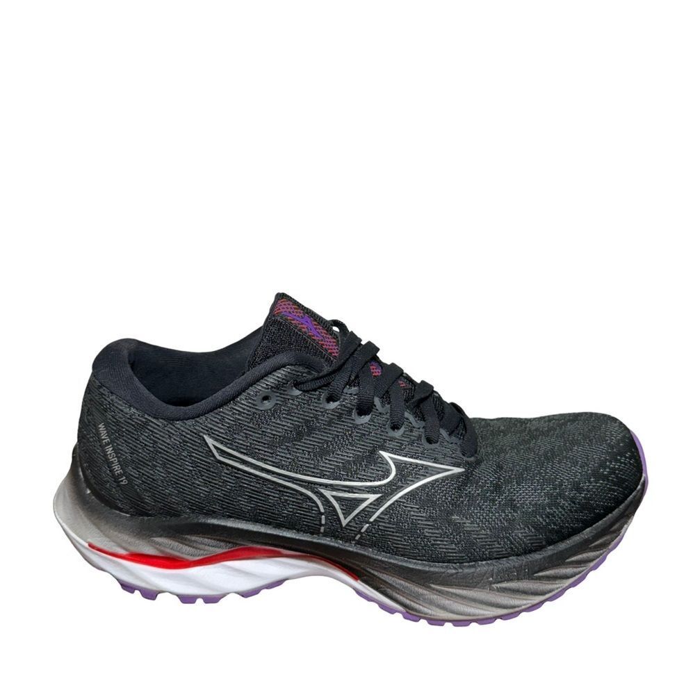 Mizuno Wave inspire 19 Women's Black Running Shoe with Red and Purple size 7.5